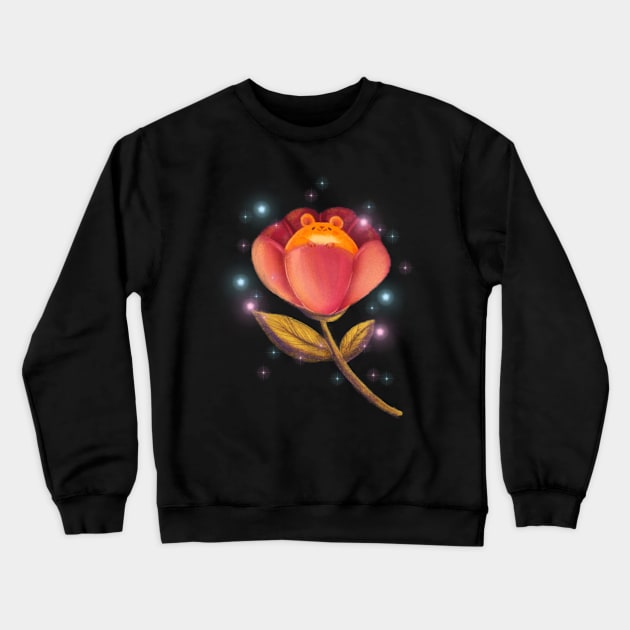 Flower Hamster Crewneck Sweatshirt by Kami Aguiar (skulldragon)